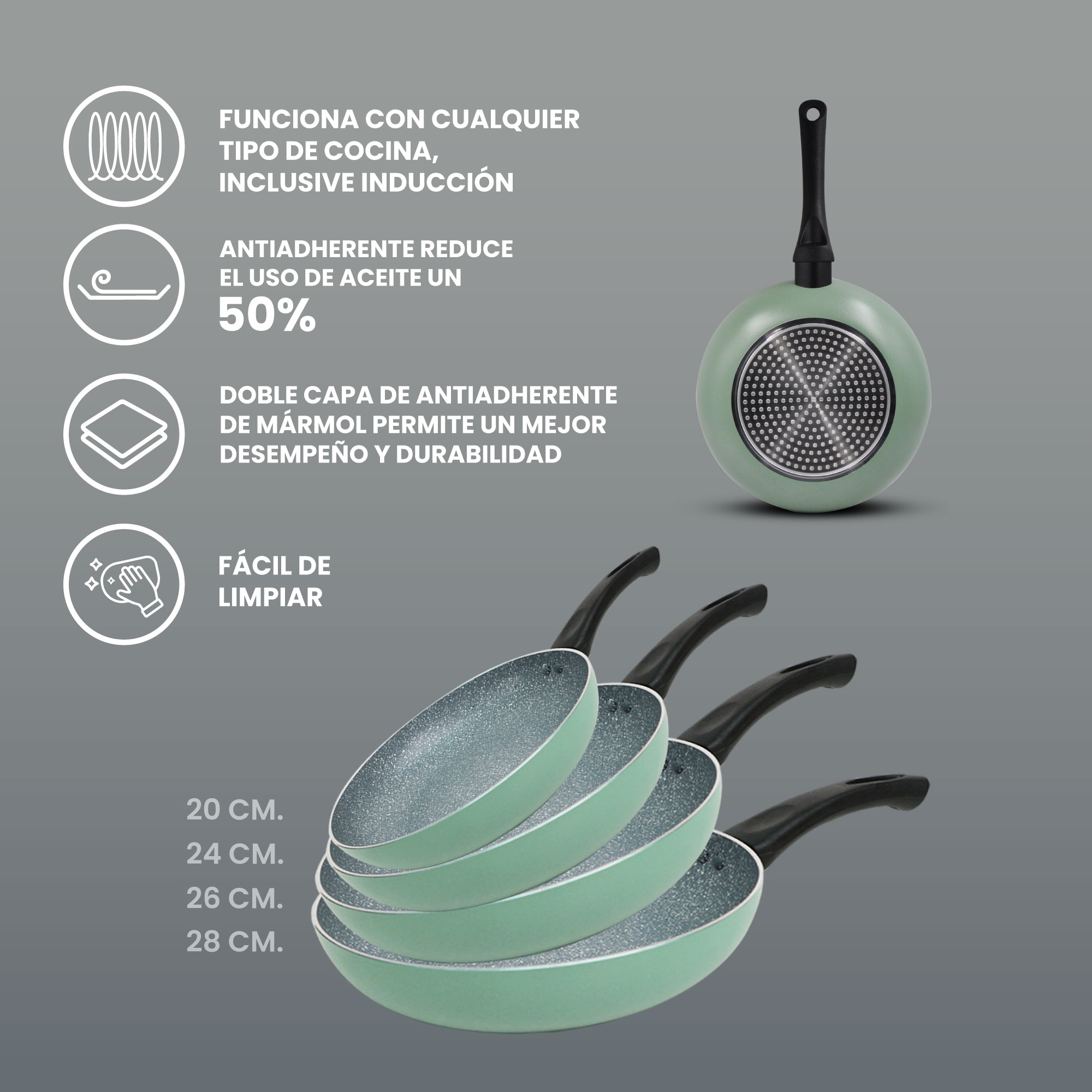 Sartenes Monix Clásica Antiadherentes mármol - Image 9